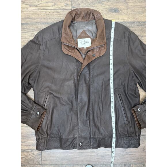Remy Men's Leather Double Collar Bomber Jacket Made in USA Sz 42 - Picture 9 of 9